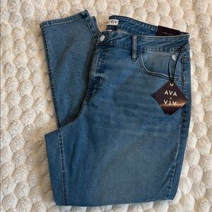 Ava & Viv Jeans Women’s 20 R High Rise Skinny Stretch Denim Medium Wash